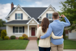 couple-cles-maison-banlieue