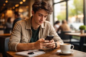 adulte-cafe-telephone-fenetre-lumineuse