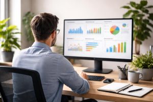 bureau-personne-ecran-graphiques-digrammes