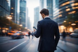 professionnel-costume-telephone-gratte-ciels