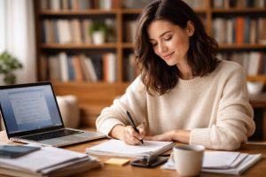 personne-bureau-papiers-ordinateur-bibliotheque